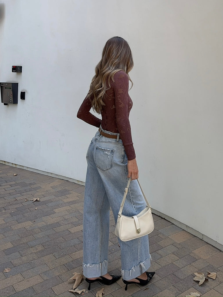 Loni Long Sleeve Bodysuit in Espresso