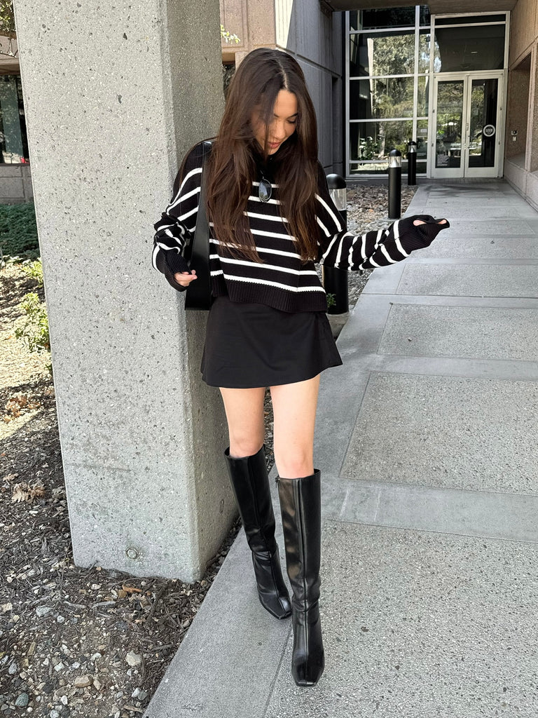 Tucker Striped Sweater in Black