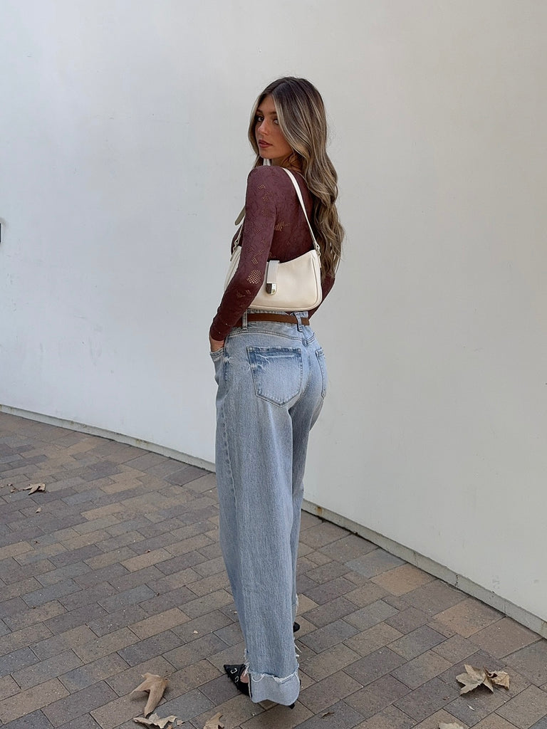 Loni Long Sleeve Bodysuit in Espresso