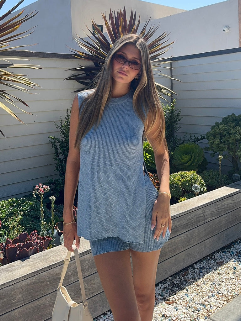 Caden Knit Shorts in Blue