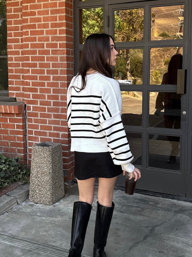 Tucker Striped Sweater in White