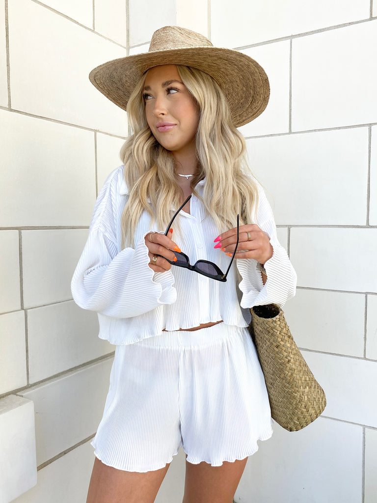 Rivet Cropped Button Down in White