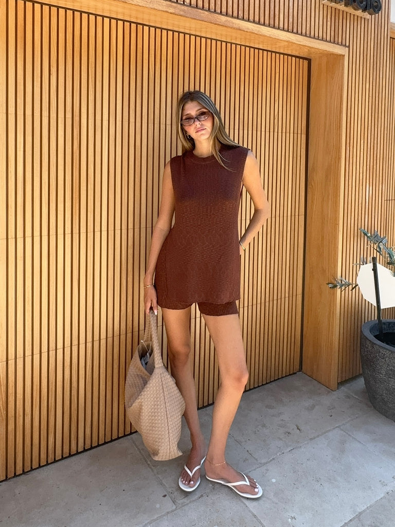 Caden Knit Shorts in Espresso