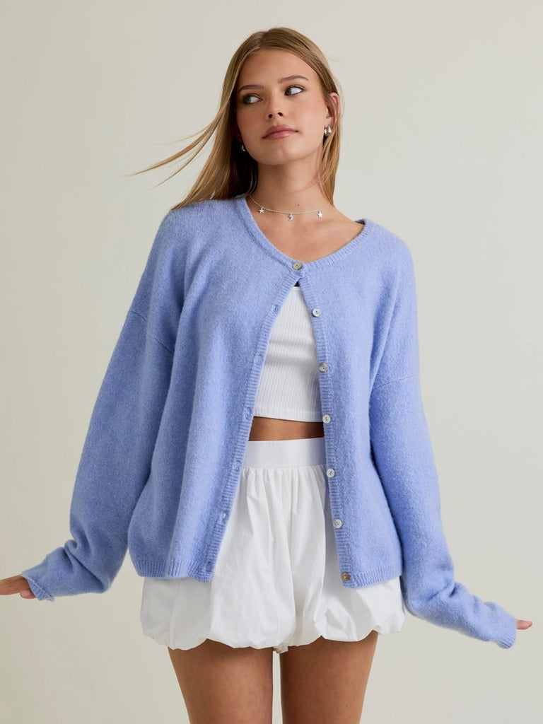 Doyle Button Down Cardigan in Sky
