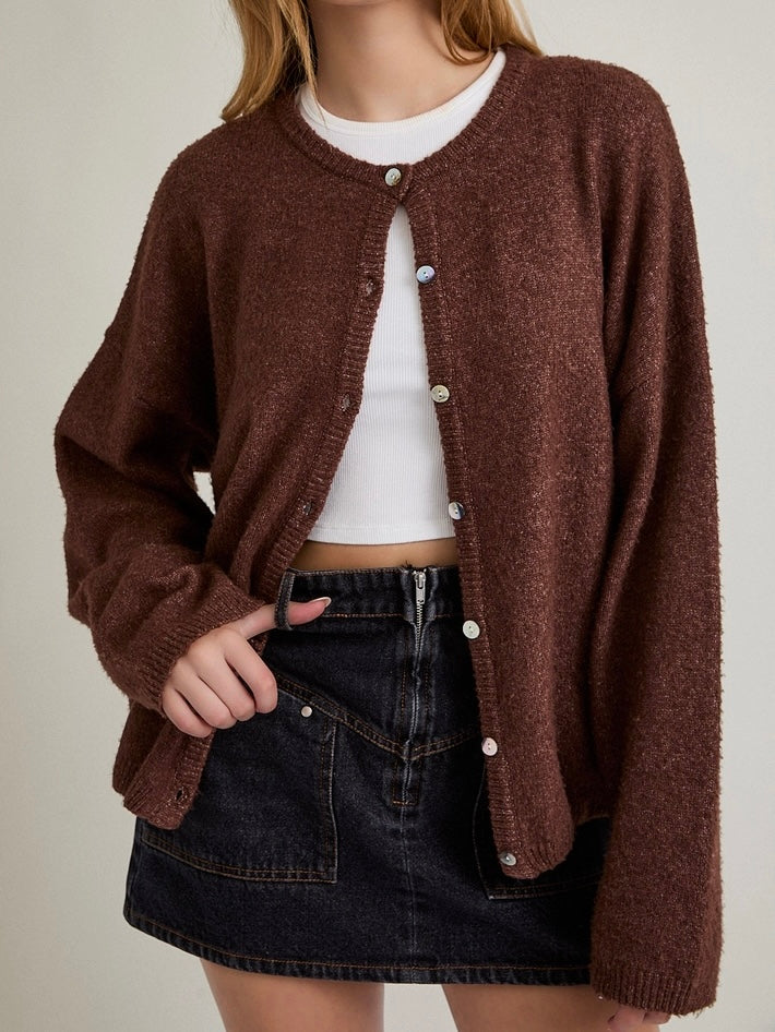 Doyle Button Down Cardigan in Coffee