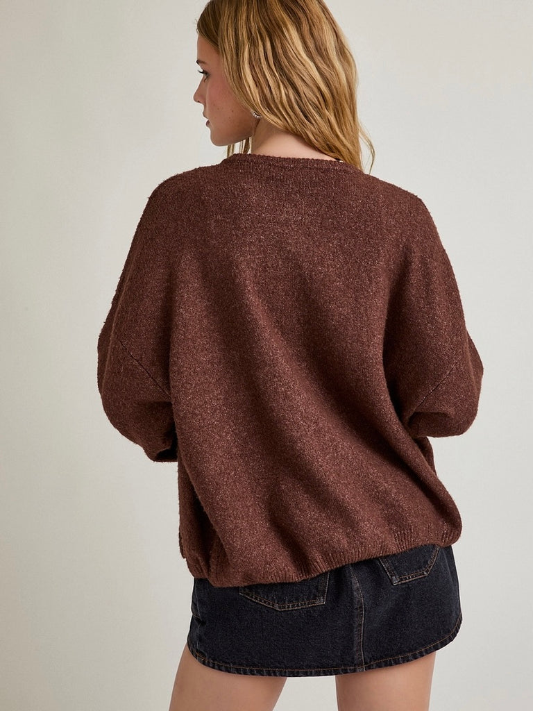 Doyle Button Down Cardigan in Coffee