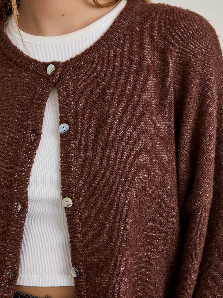 Doyle Button Down Cardigan in Coffee