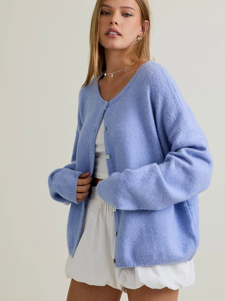 Doyle Button Down Cardigan in Sky