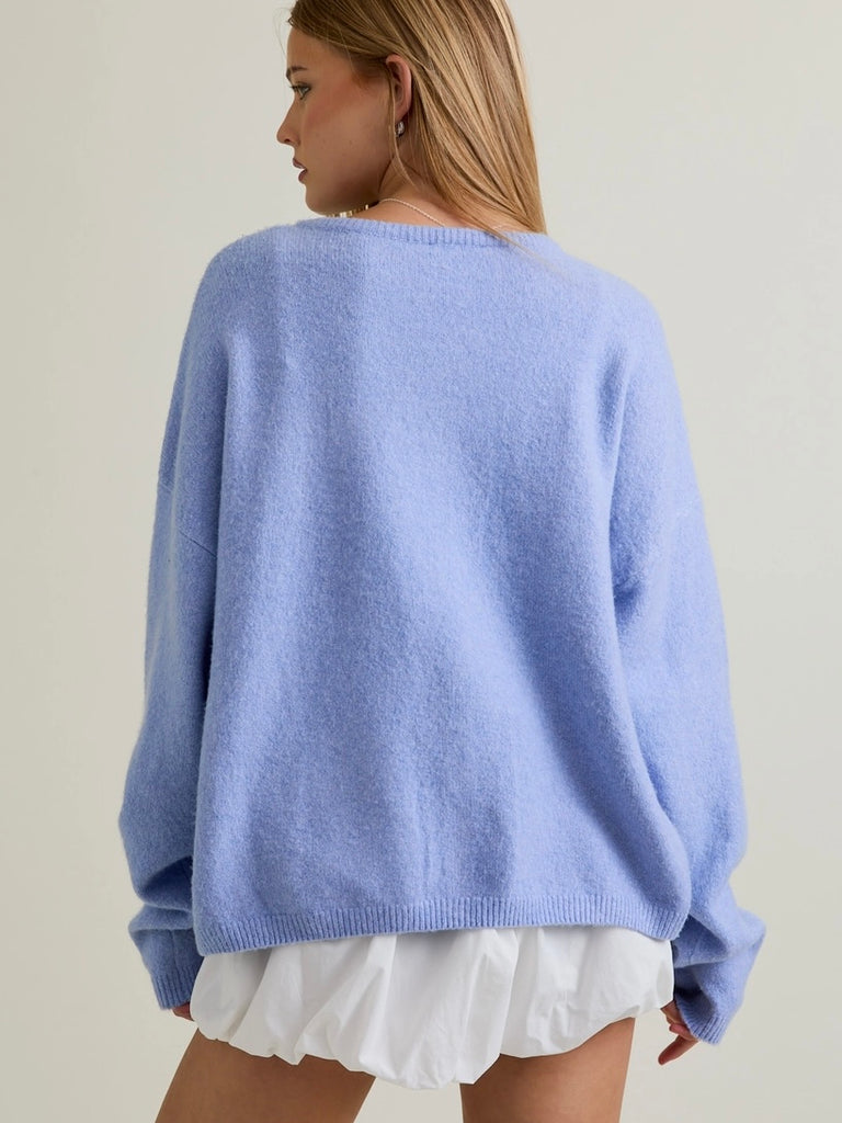 Doyle Button Down Cardigan in Sky