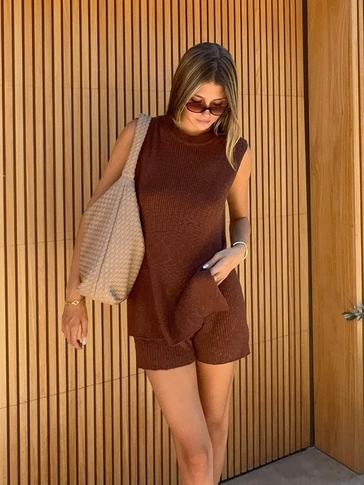 Caden Knit Shorts in Espresso