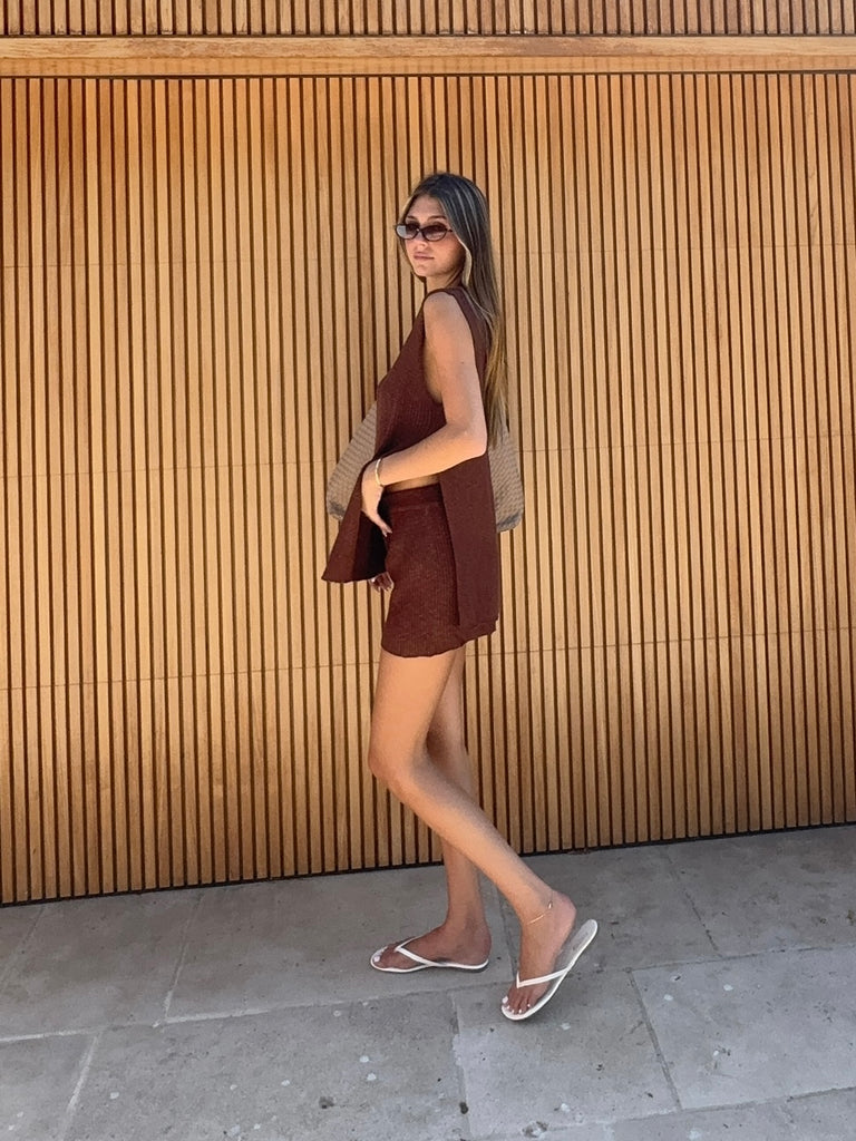 Caden Knit Shorts in Espresso
