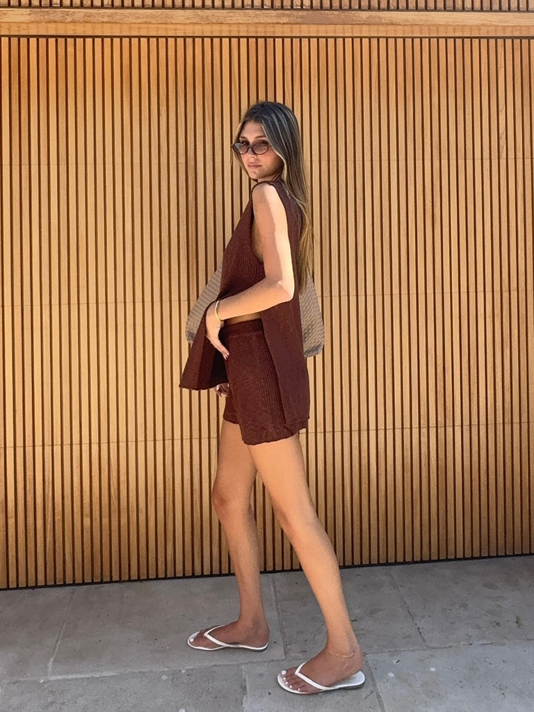 Caden Knit Shorts in Espresso