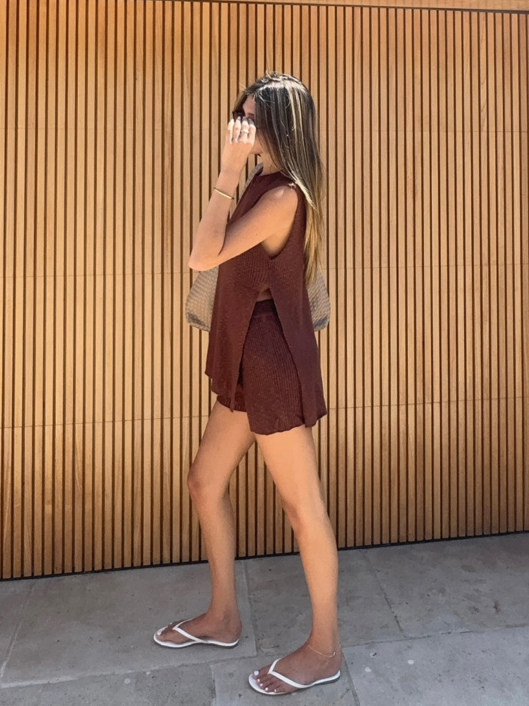 Caden Knit Shorts in Espresso
