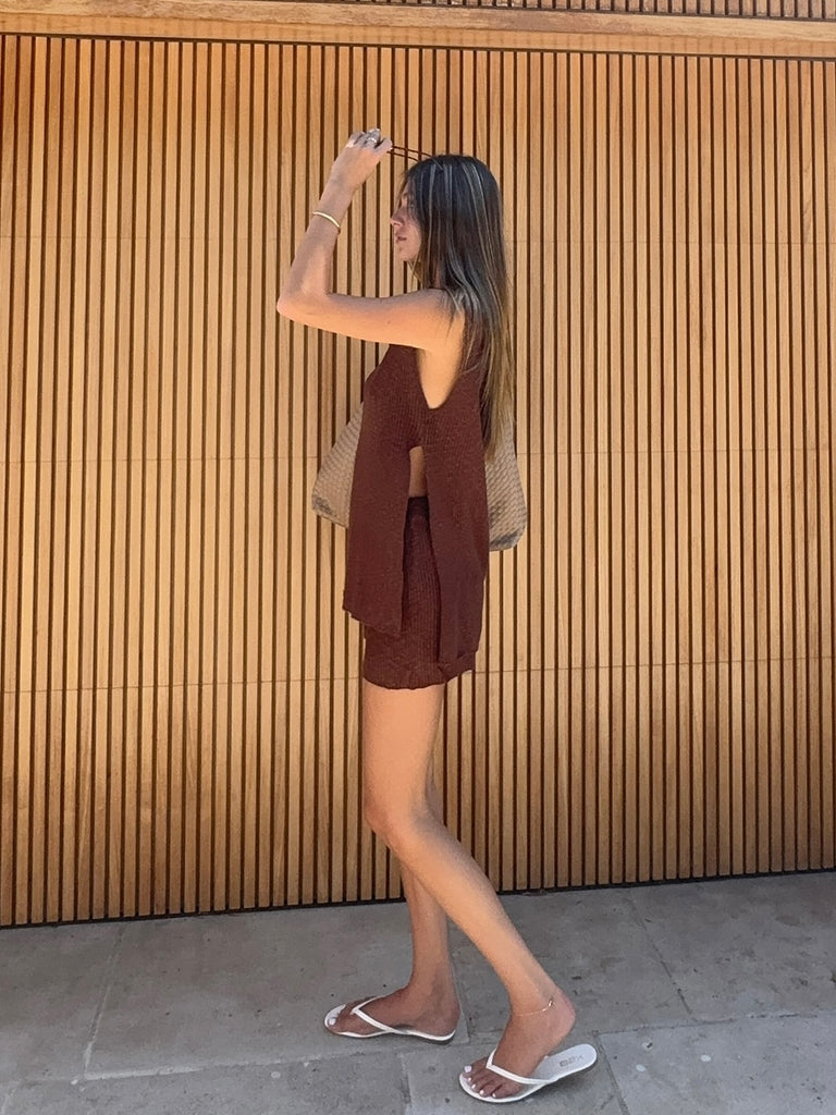 Caden Knit Shorts in Espresso