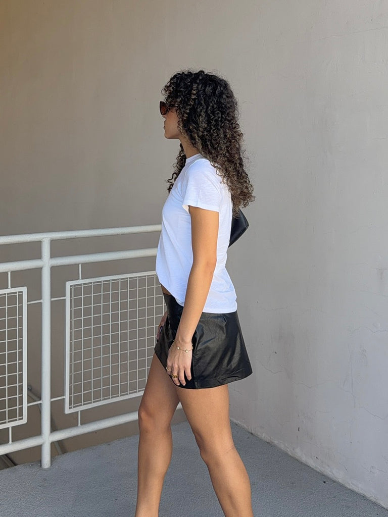 Demi Vegan Mini Skirt in Black
