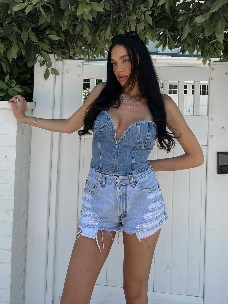 Austin Denim Bustier Top