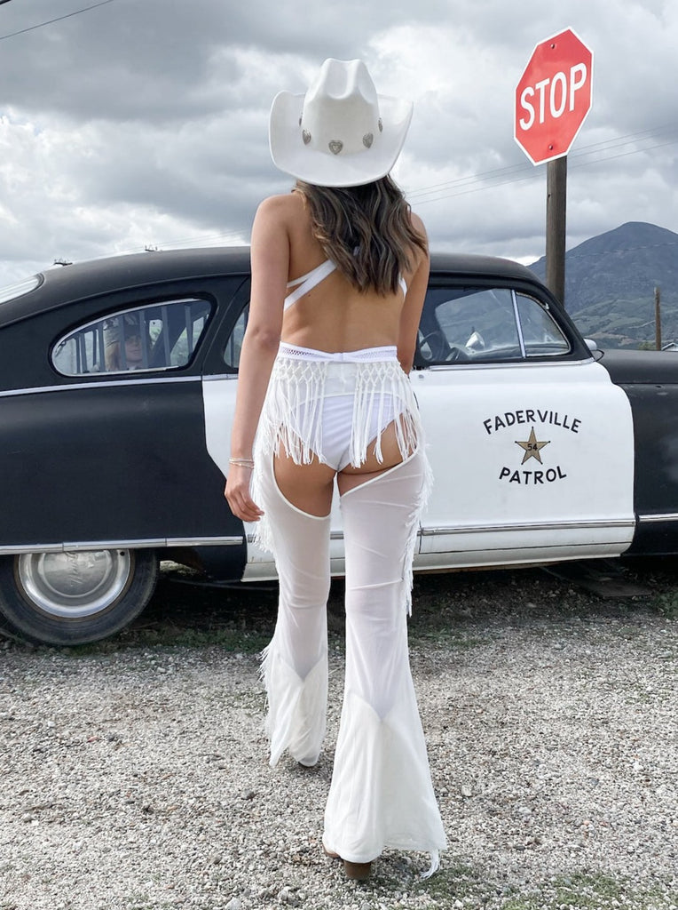 Ride 'Em Cowgirl Chaps in White