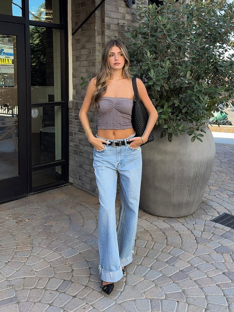 Love Note Tube Top in Light Ash Grey