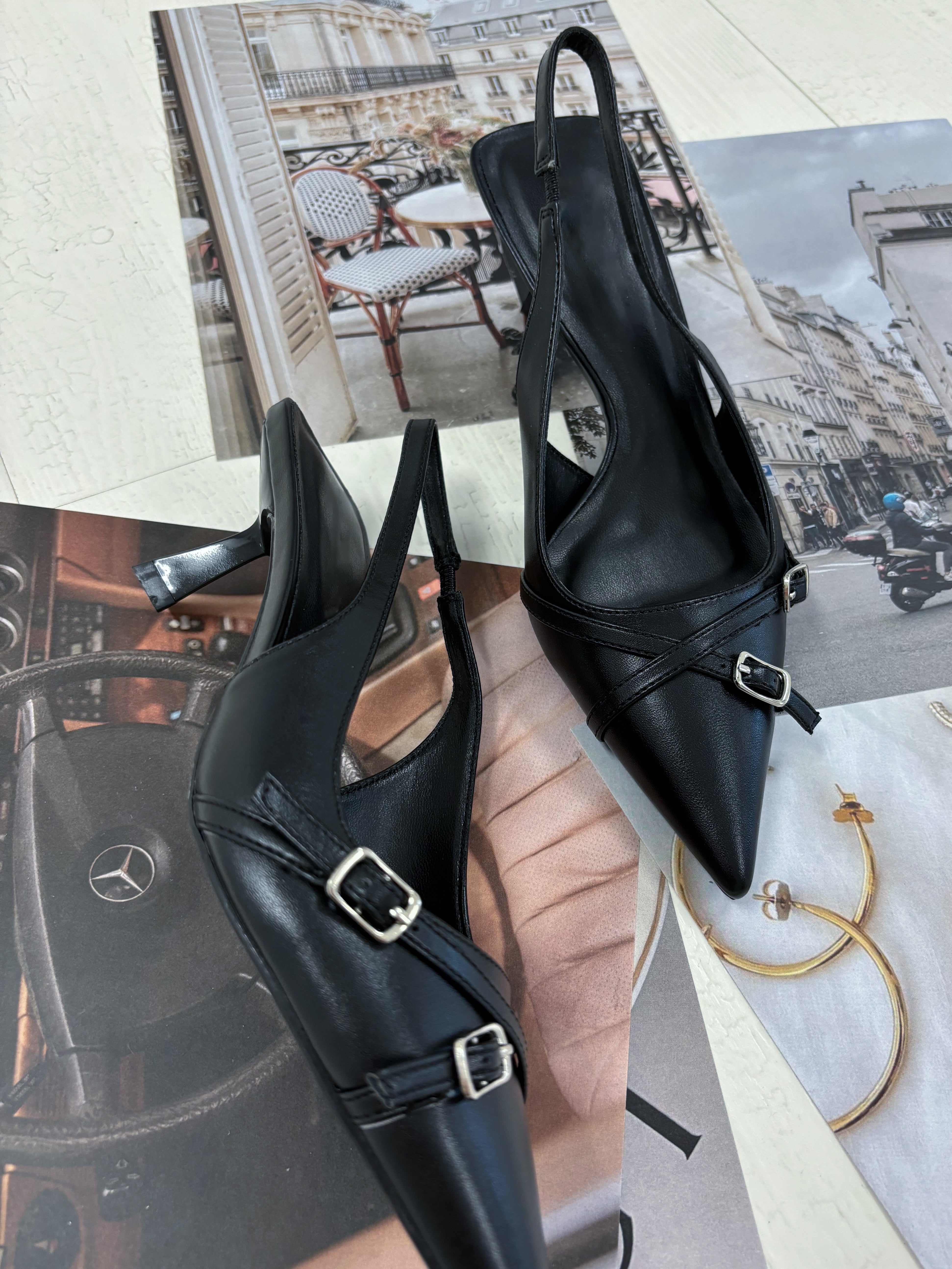 Level Out Slingback Heel in Black
