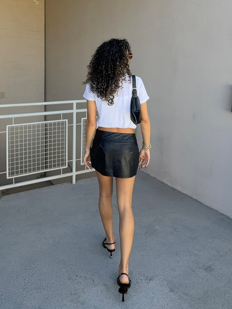 Demi Vegan Mini Skirt in Black