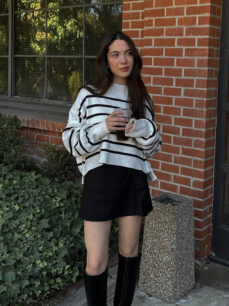 Tucker Striped Sweater in White