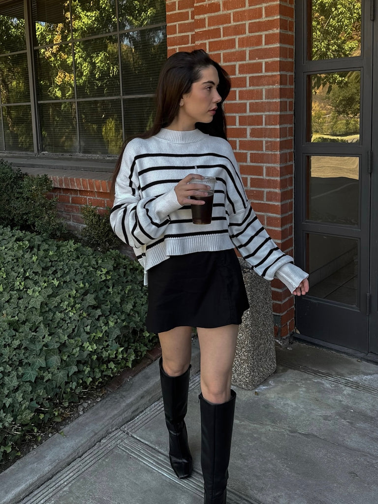 Tucker Striped Sweater in White