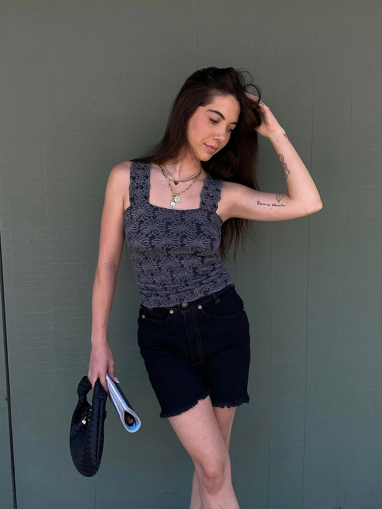 Brina Jacquard Top in Charcoal