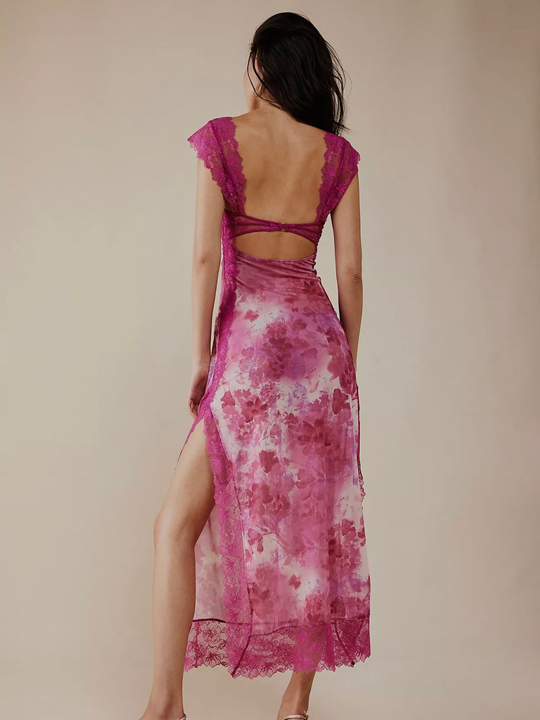 Suddenly Fine Maxi Slip Dress in Rosey by FREE PEOPLE