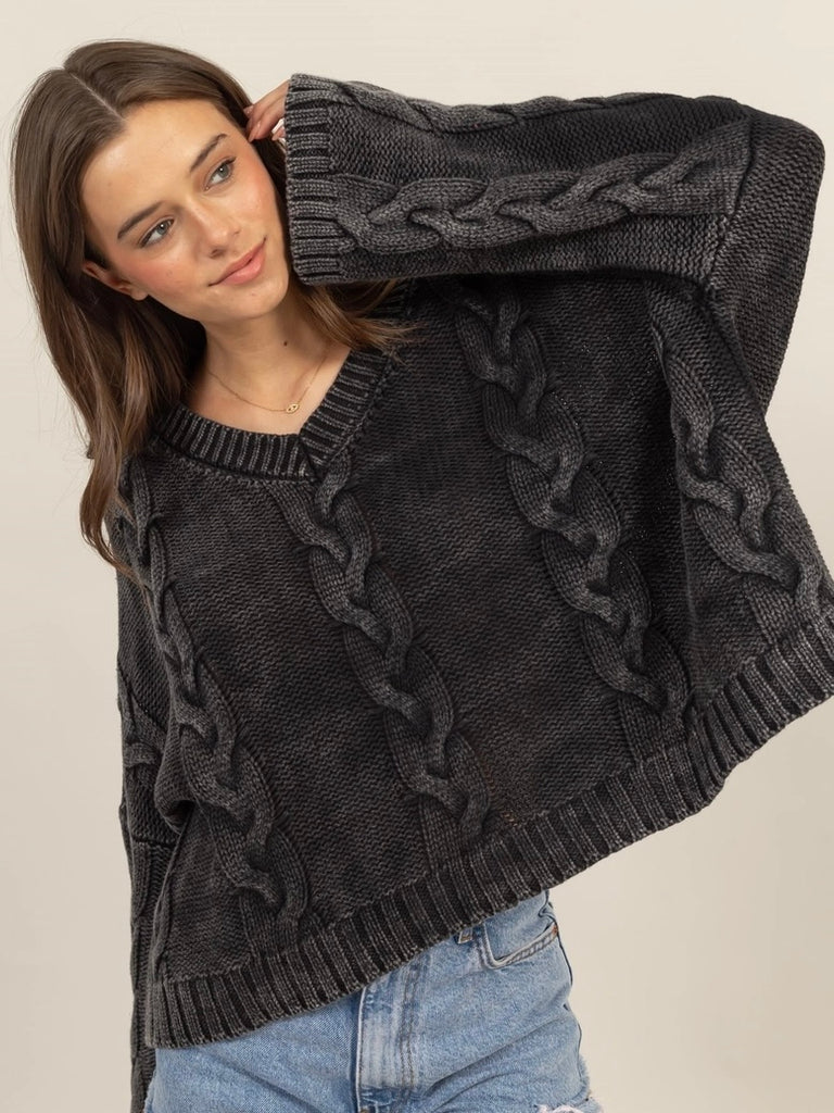 Hennsington Cable Knit Sweater in Coal