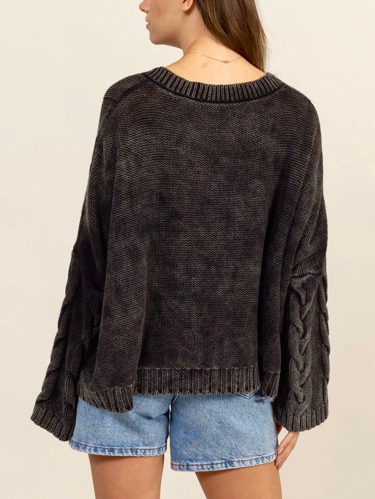 Hennsington Cable Knit Sweater in Coal