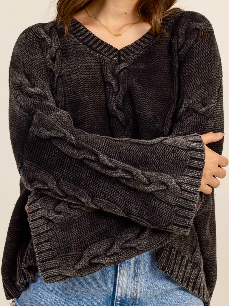 Hennsington Cable Knit Sweater in Coal