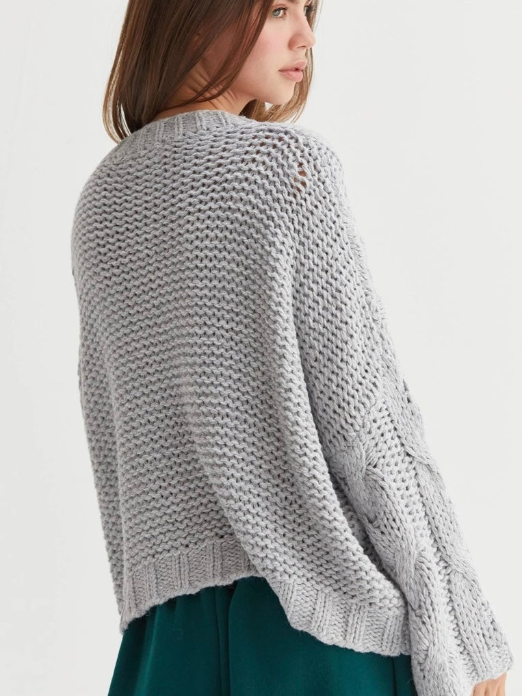 Hennsington Cable Knit Sweater in Grey