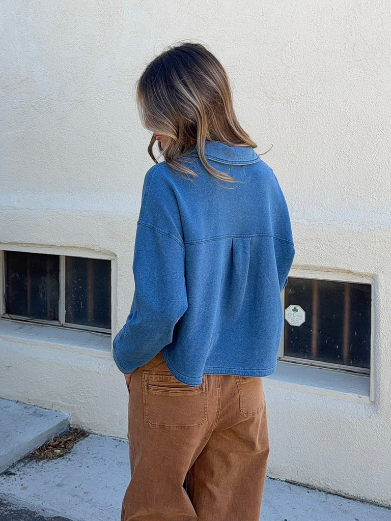 All Day Cropped Knit Jacket in Vintage Indigo by Z SUPPLY