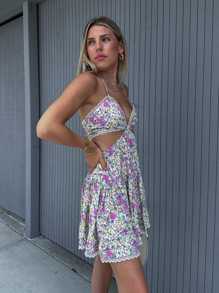 This is Love Cut Out Dress in Floral Mix