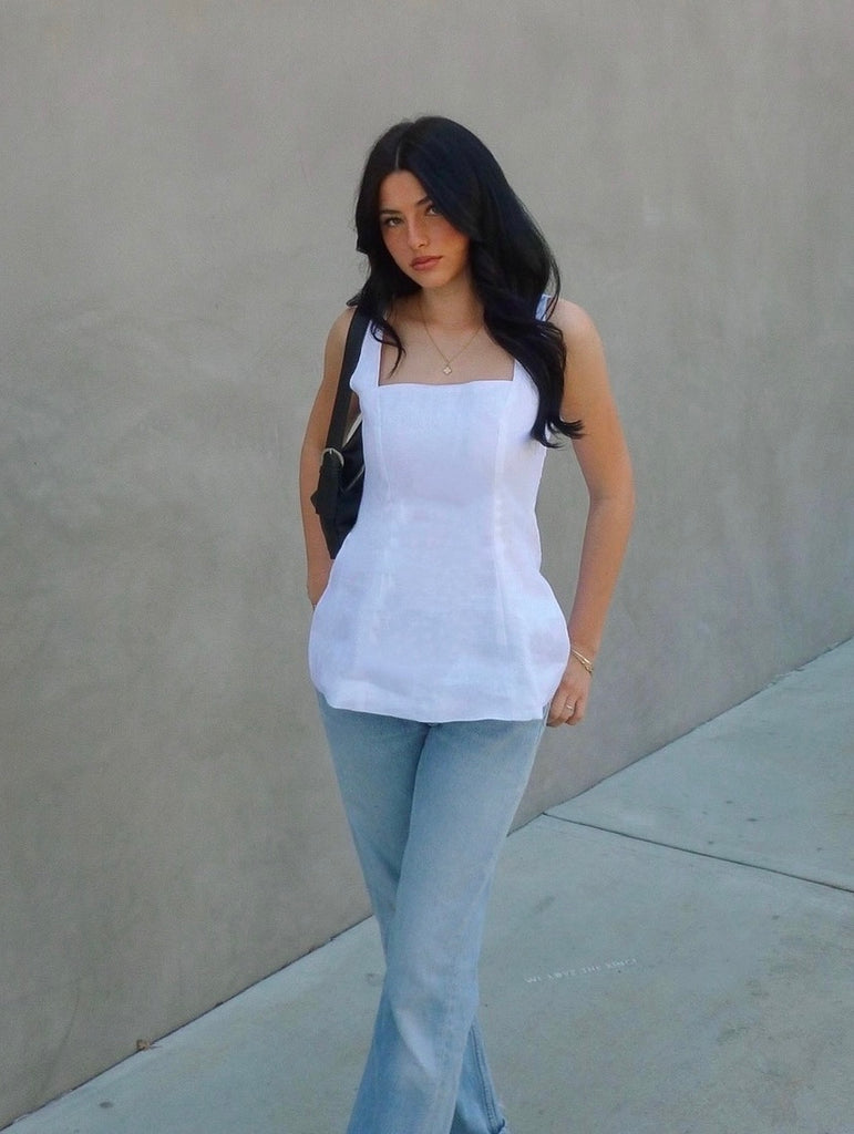 Marlowe Linen Top in White