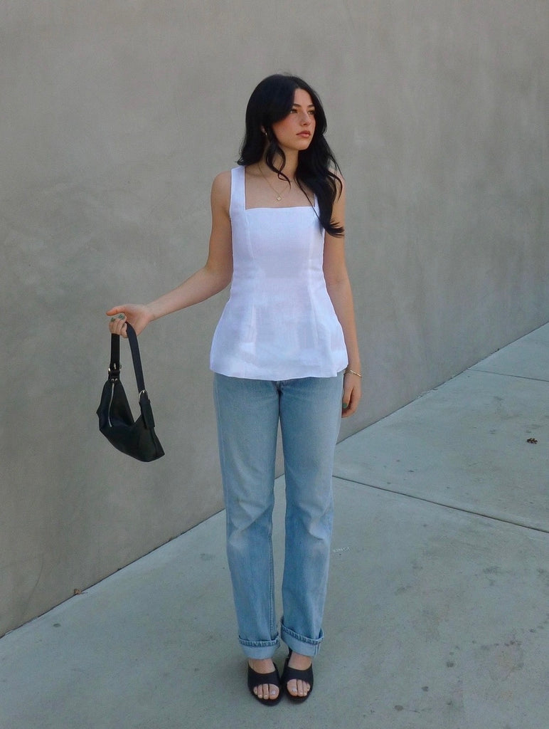 Marlowe Linen Top in White