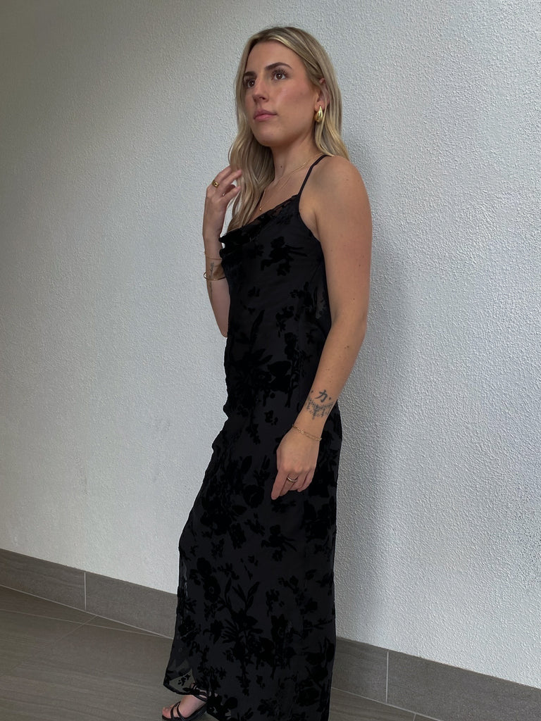 Coco Velvet Maxi Dress in Black