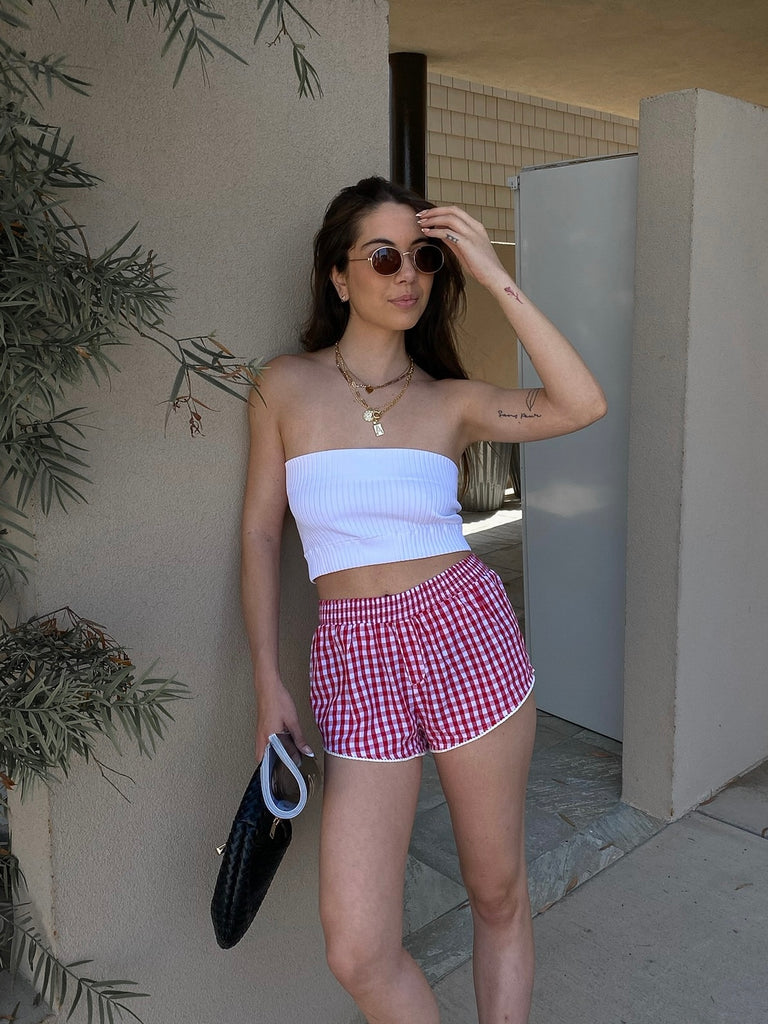 Rylee Gingham Shorts in Red