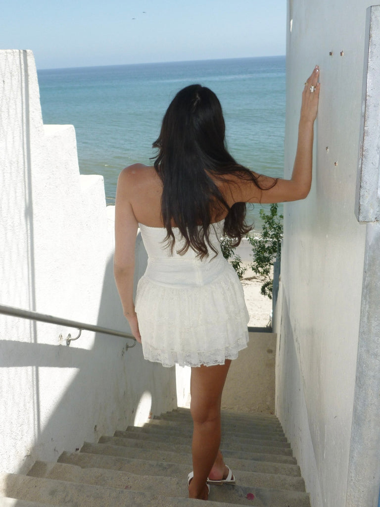 Rosemary Lace Mini Dress in Ivory