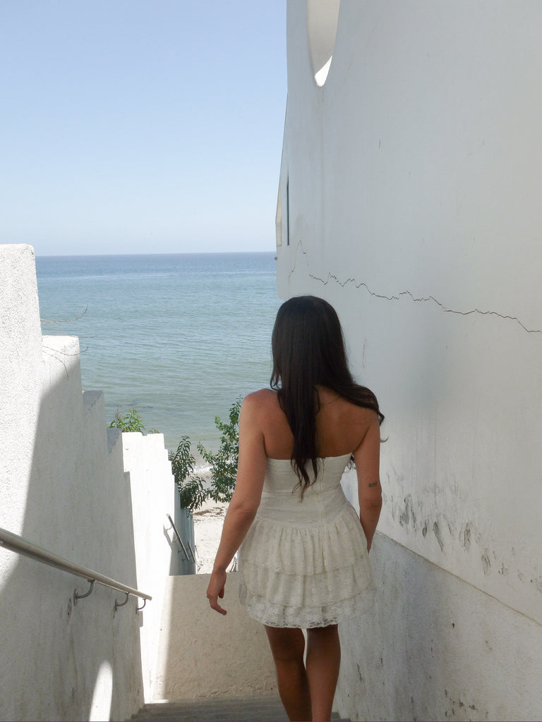 Rosemary Lace Mini Dress in Ivory