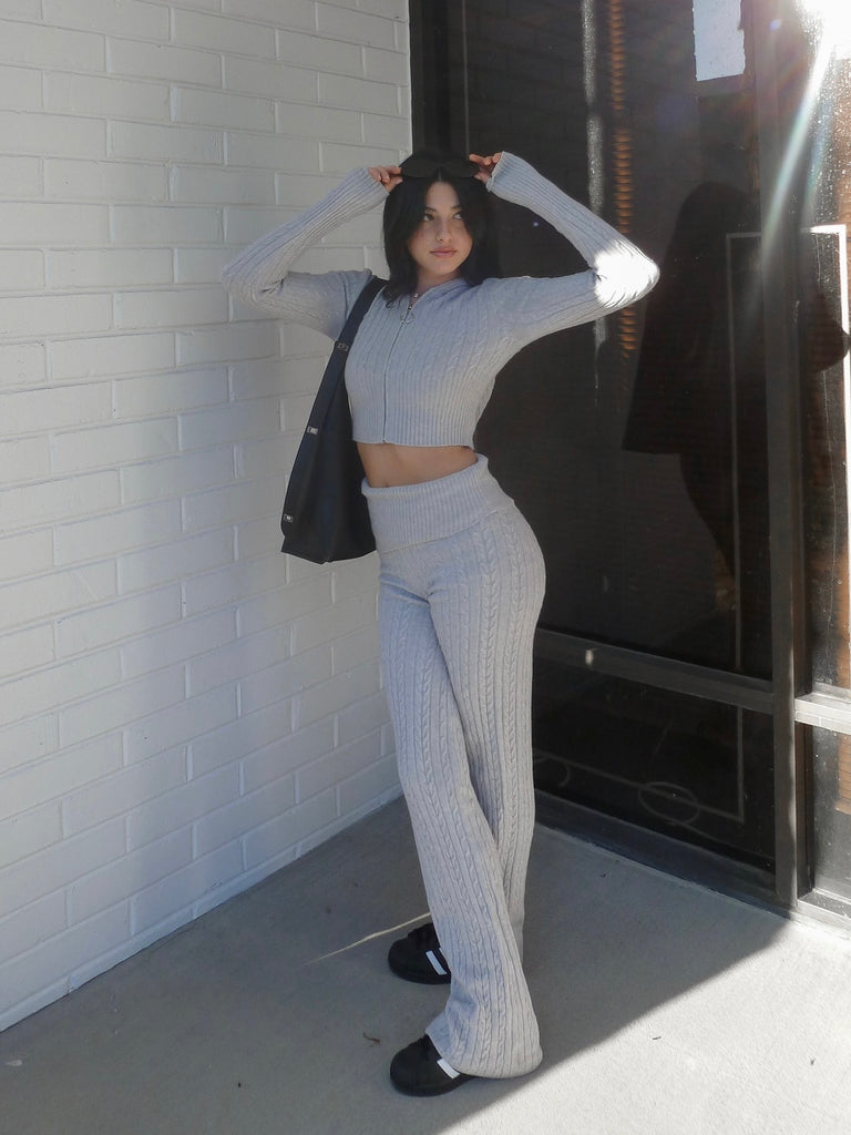 Britta Cable Knit Pants in Grey