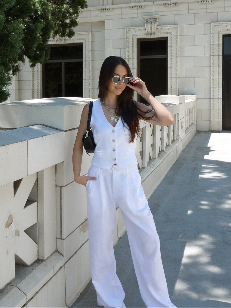 Charter Linen Pants in White