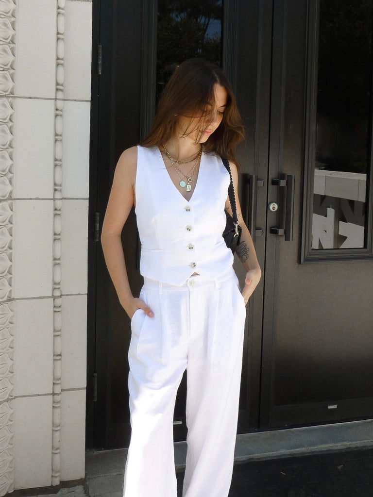 Charter Linen Pants in White