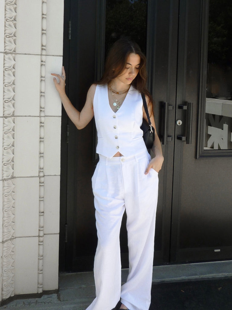 Charter Linen Pants in White