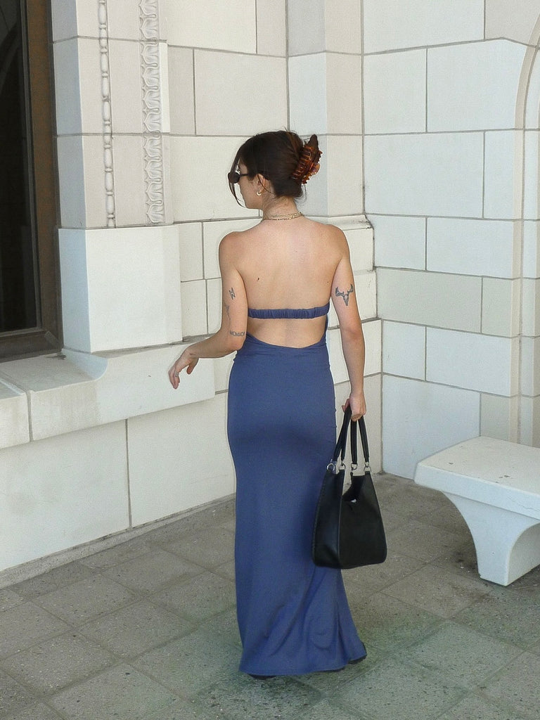 Out of the Blue Strapless Maxi Dress