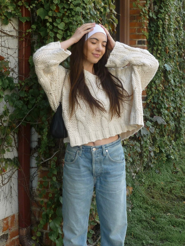 Hennsington Cable Knit Sweater in Ivory