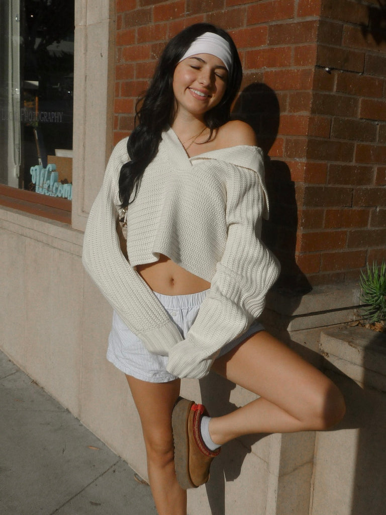 Arlo Cropped Sweater in Cream