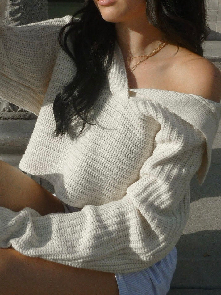 Arlo Cropped Sweater in Cream