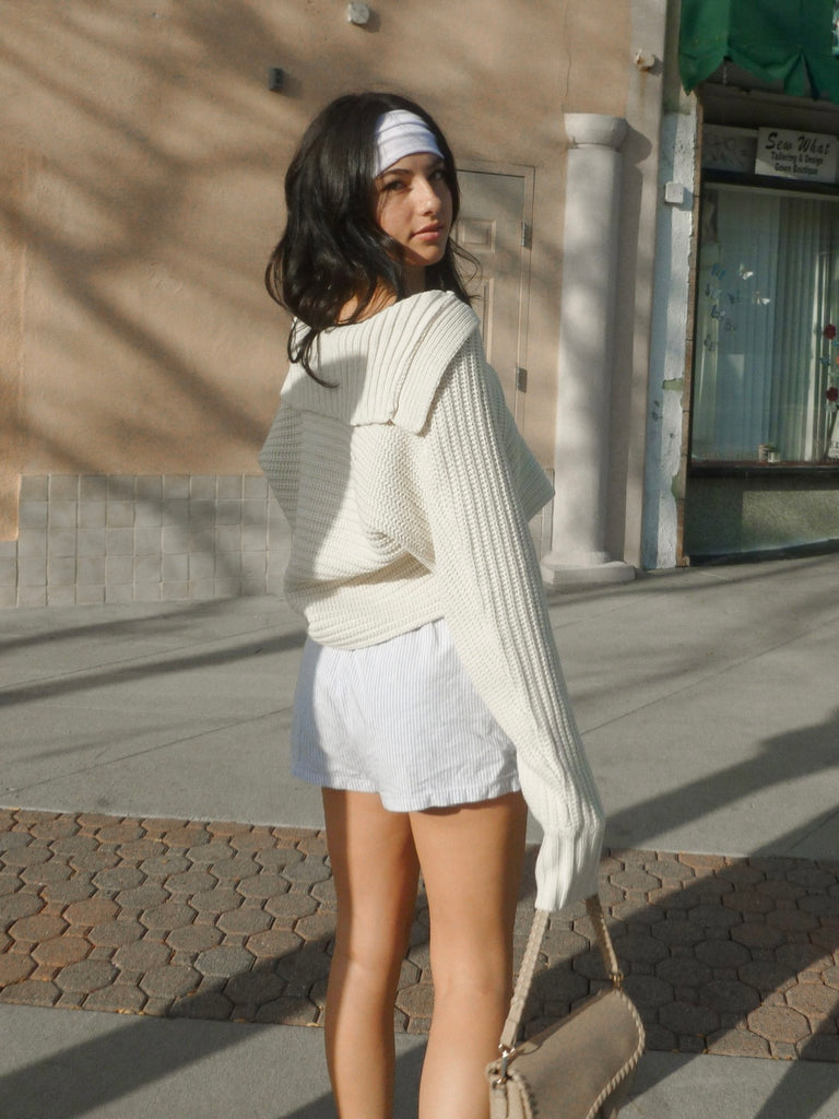 Arlo Cropped Sweater in Cream