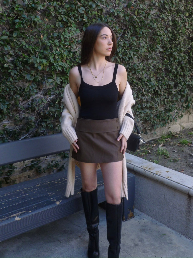 Espresso Vegan Mini Skirt